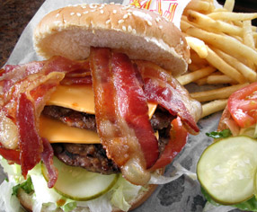 Big Billy's Bacon Double Cheeseburger with fries